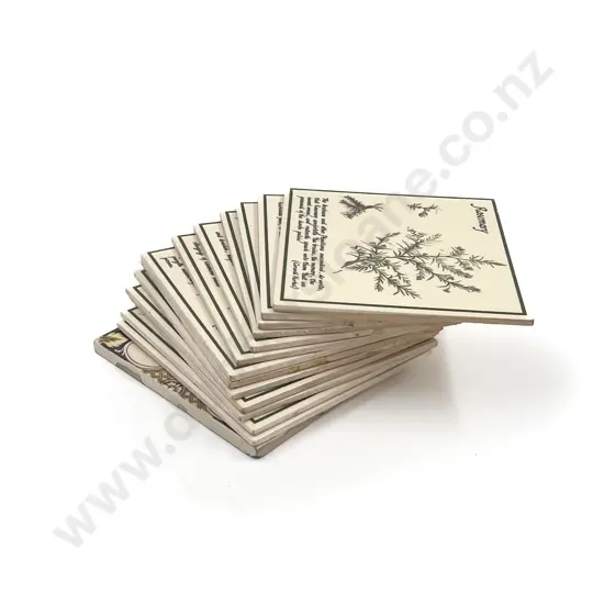 Thirteen Botanical Study Tiles & One Other (14)