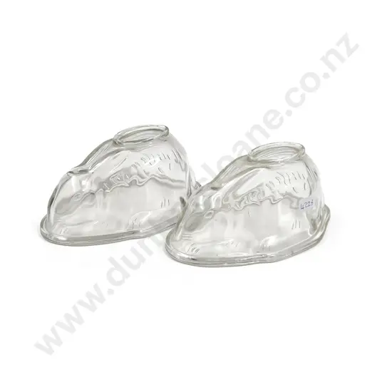 Pair of Vintage Bunny Form Glass Jelly Moulds