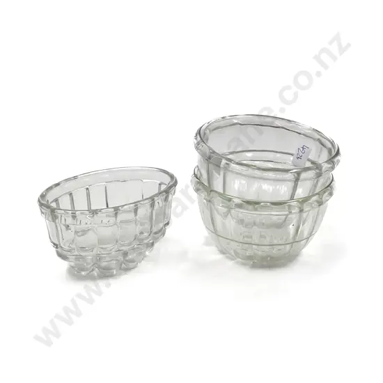 Pair of Vintage Glass Jelly Moulds together with Other Glass Jelly Mould