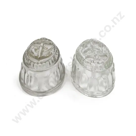 Pair of Vintage Glass Jelly Moulds with Anchor Motif