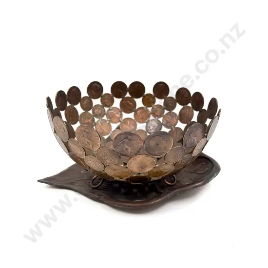 Decorative Penny Bowl together with Art Nouveau Crumb Tray