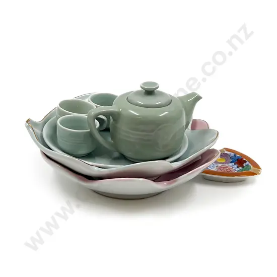 Celadon Glazed Childrens Teaset together with Assorted
