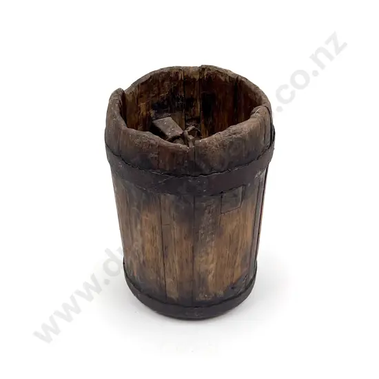 Vintage Wooden Steel Bound Well Bucket