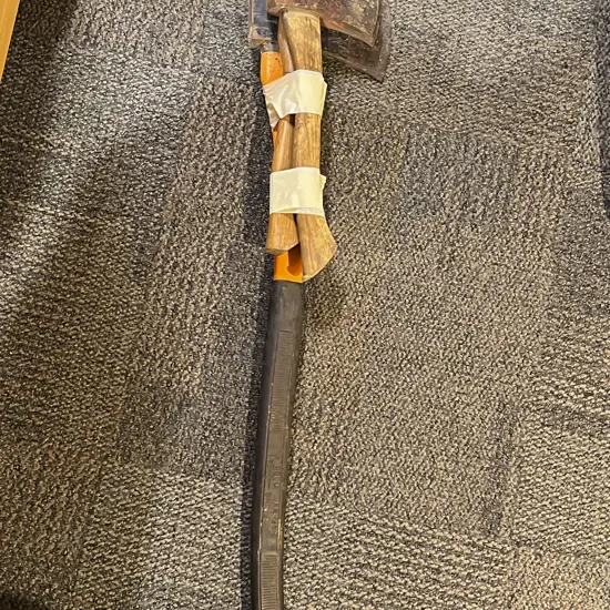 Pair of Vintage Hatchets together with Modern Axe