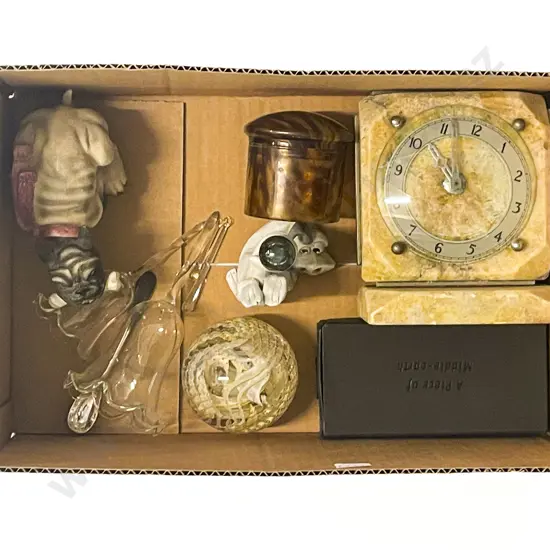 Small Box of Assorted incl Paperweight etc