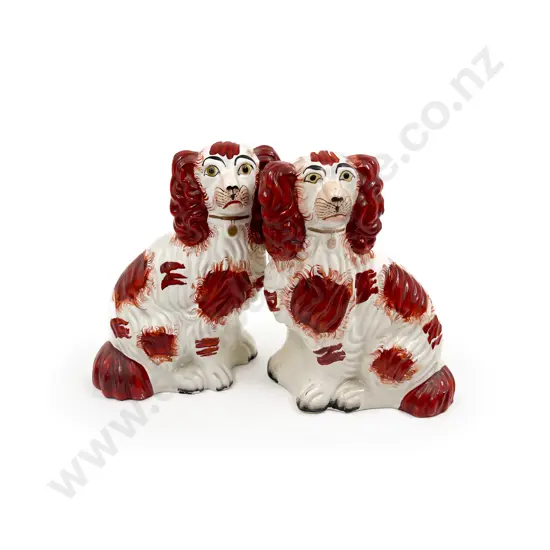 Pair Vict Staffordshire Flat Back Mantle Dogs