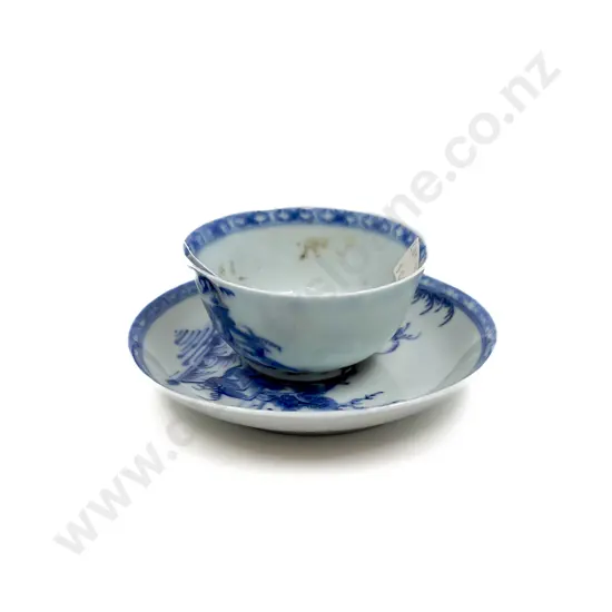 Chinese Blue & White Tea Bowl & Saucer