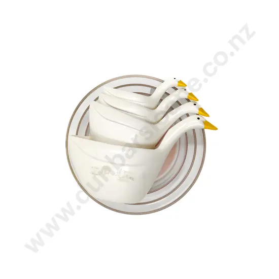 Vintage Set of Four Geese Measuring Cups together with Creamoata Cereal Bowl