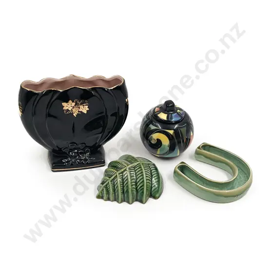 Three Pces of Assorted Glazed Pottery together with Vase