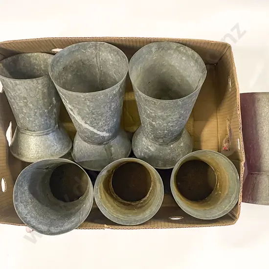 Box of Assorted Galvanised Vases