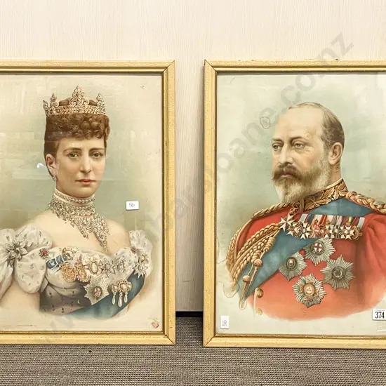 Pair of Lithographic Portrait Prints of Edward VII & Alexandra
