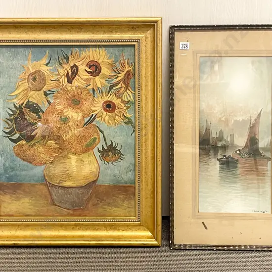 Gilt Framed Reproduction Print - Van Gogh Sunflowers & Other