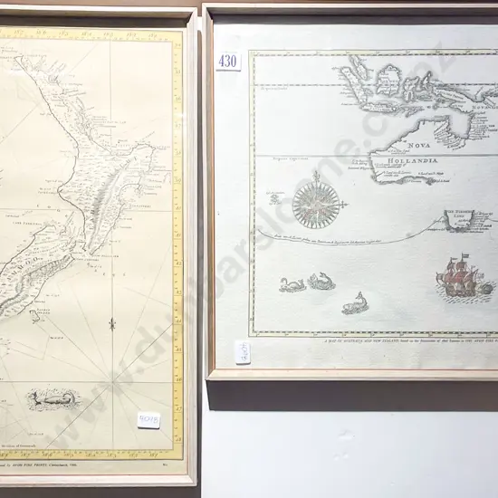 Two Reprinted Maps incl Chart of New Zealand