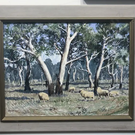 L.Cutten "White Gums Queensland" Oil on Board