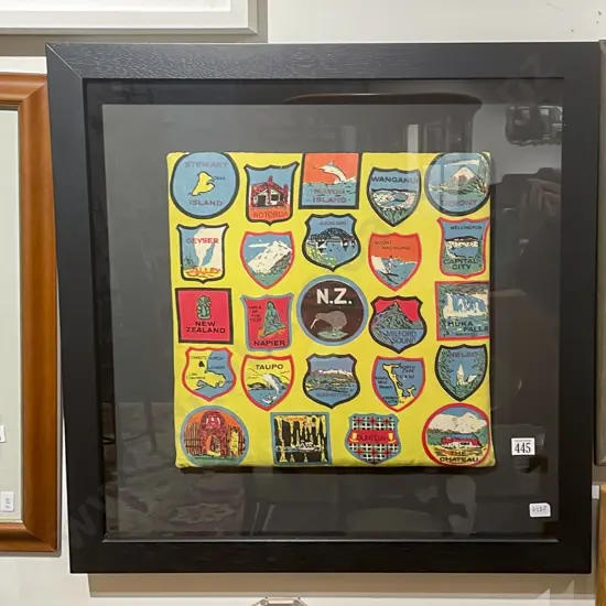 Framed Vintage NZ Souvenir Textile Work