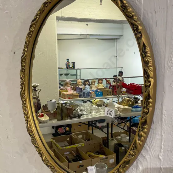 Gilt Framed Oval Wall Mirror