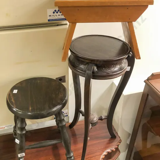 Plant Stand and Two Stools