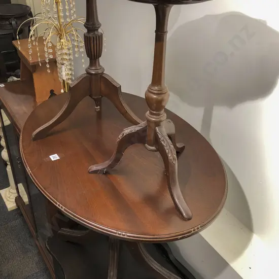 Small Desk With Oval Coffee Table and Two Wine Tables