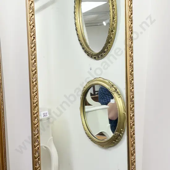 Full Length Gilt Framed Mirror with Ribbon Cresting