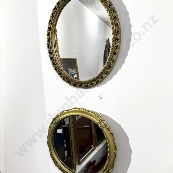 Gilt Framed Oval Mirror & Circular Mirror