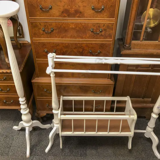 White Towel Rail With Plant Stand and Cot