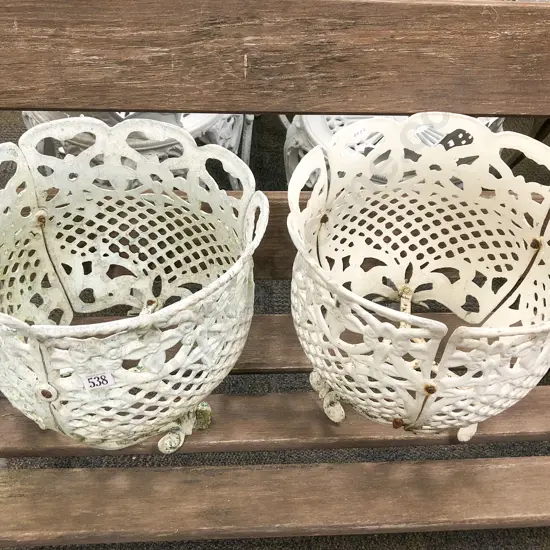 Pair of White Metal Jardinières