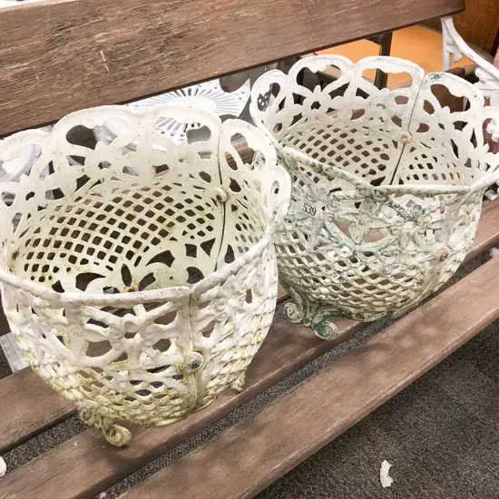 Pair of White Metal Jardinières