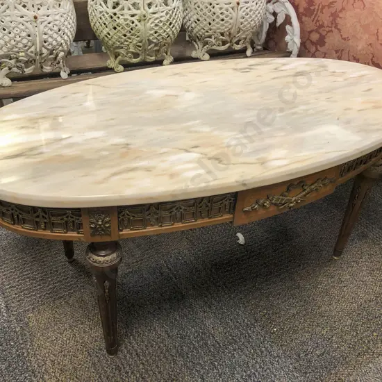 Oval Marble Top Coffee Table