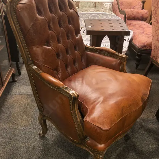 French Style Button Back Arm Chair