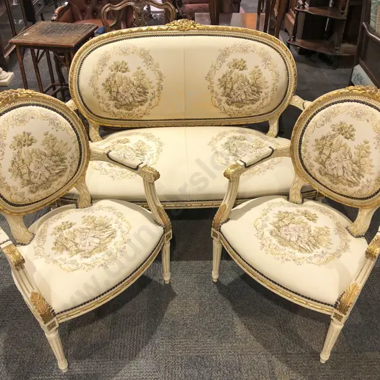 French Style Gilded Three Pieces Salon Suite