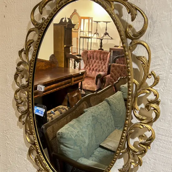 Brass Gilded Oval Wall Mirror