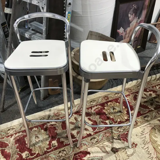 Pair of Modern Chrome Breakfast Bar Stools