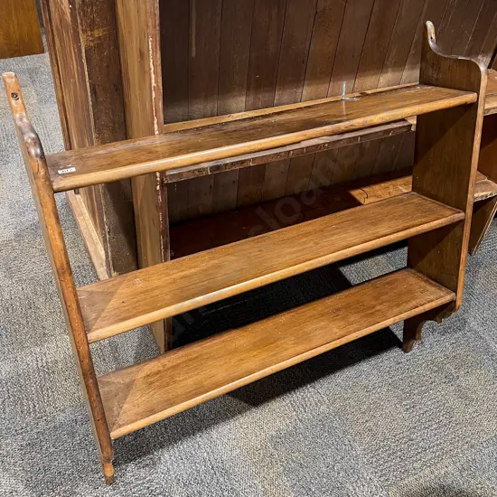 Edwardian Three Tier Hanging Wall Shelf (borer)