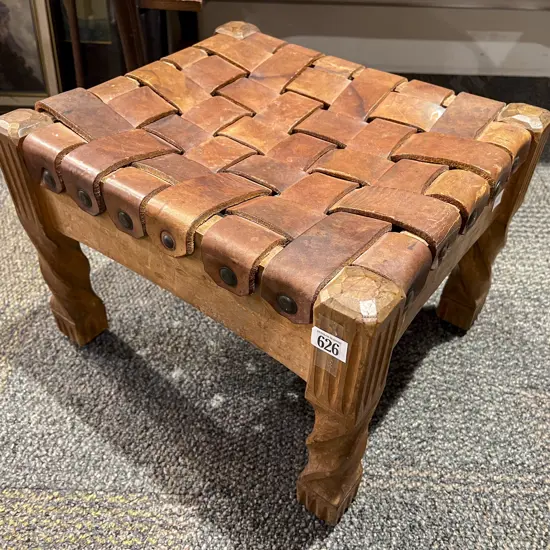Small Chapman Taylor Leather Slatted Footstool
