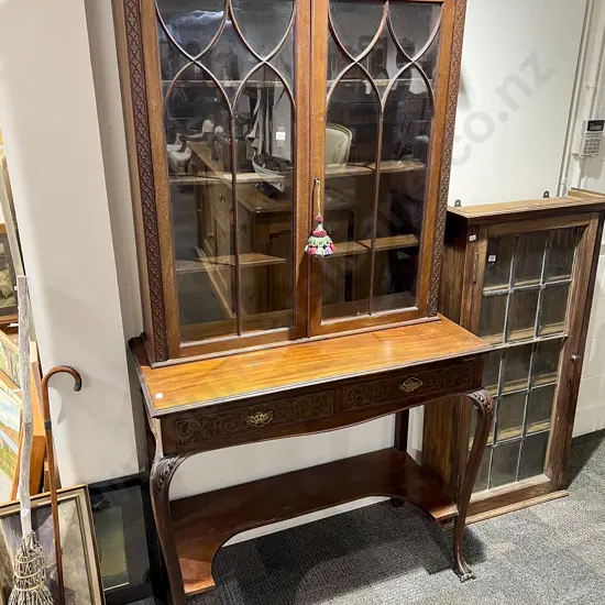 Edwardian Chinese Chippendale Style Mahogany Bookcase on Stand