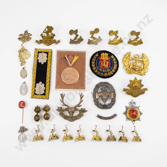 Collection NZ Military Metal Badges with Foreign Assorted