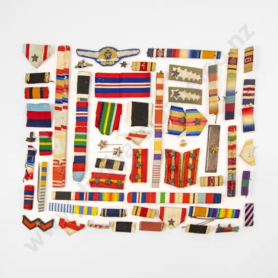 Collection Assorted Medal Ribbon Bars with Two Rosettes and Numeral 8