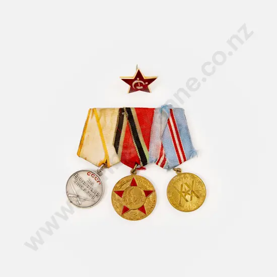 Three Russian Service Medals and Star Pin