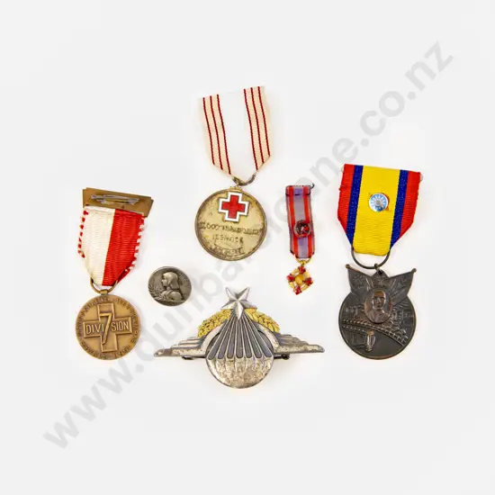Foreign Jump Wings Badge with Three Various Medals