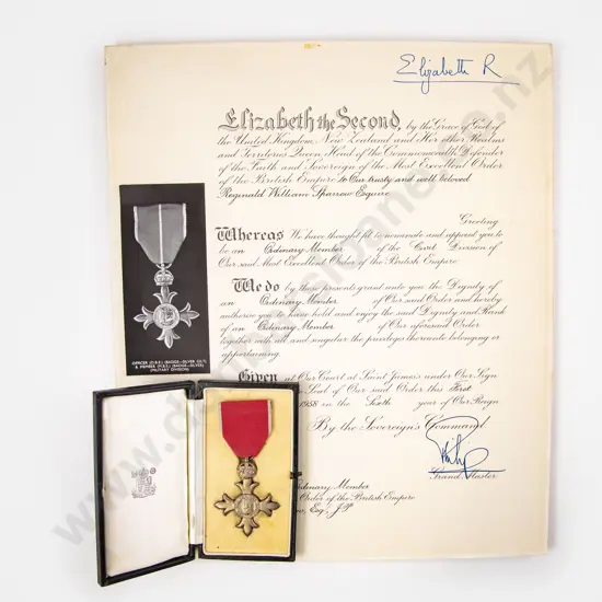 Cased Silver Order of the British Empire MBE (Civil Division) Medal to Reginald William Sparrow Esquire