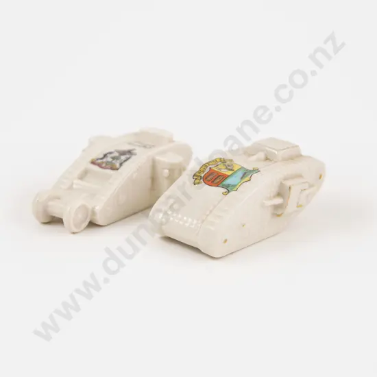 Two Crested Ware Models of WWI Tanks