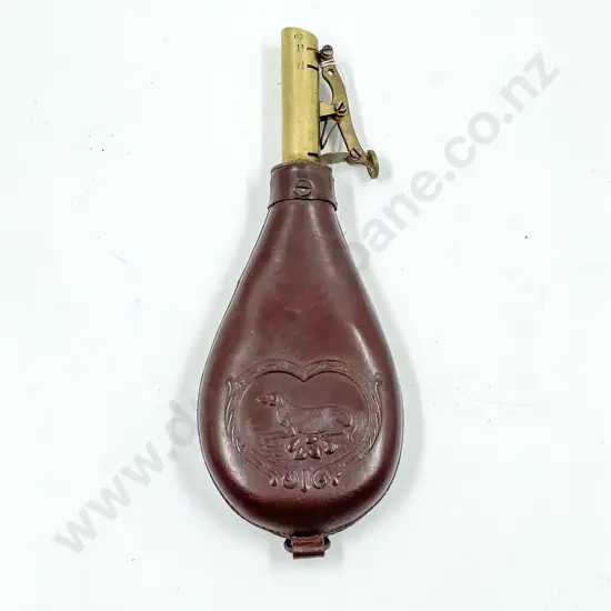 Vintage Leather and Brass Powder Flask