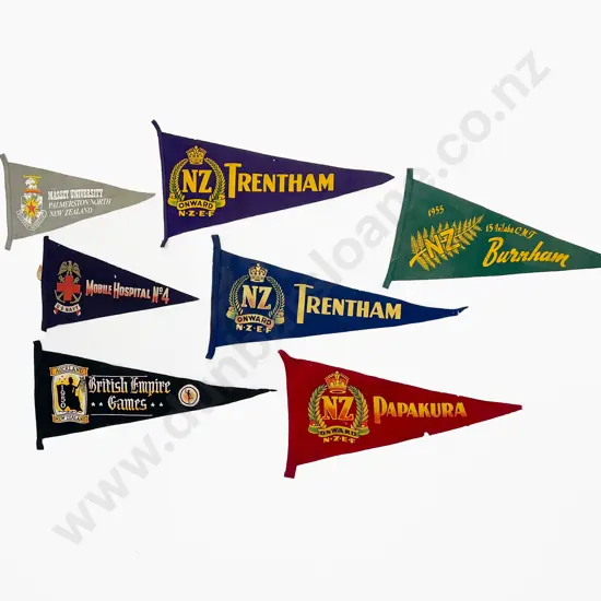 Seven Vintage Souvenir Felt Pennants