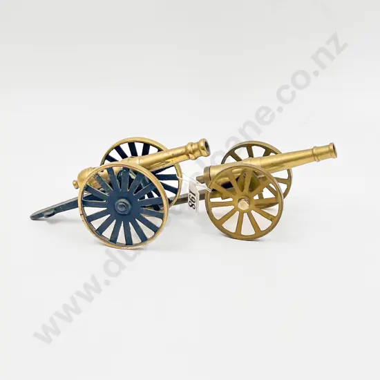 Two Vintage Miniature Brass Canon Models