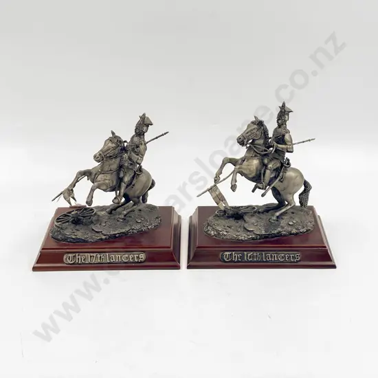 Pair English Martin Duchemin Pewter Figures The 16th and 17th Lancers