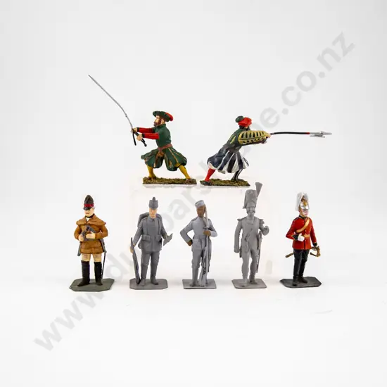 Seven Assorted White Metal Cast Soldiers of Ages painted and unpainted