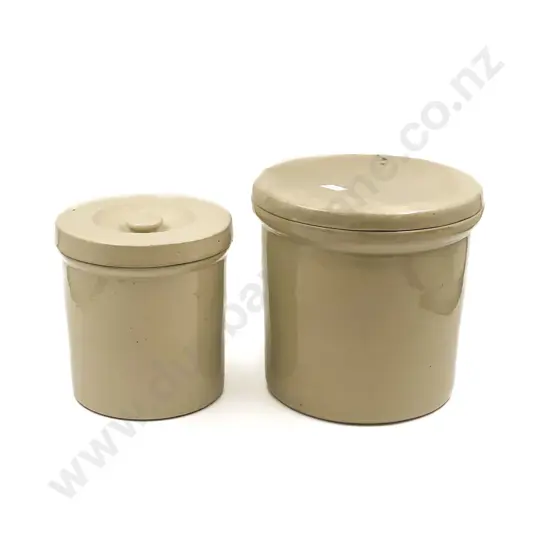 Two Lidded Stoneware Crock Pots