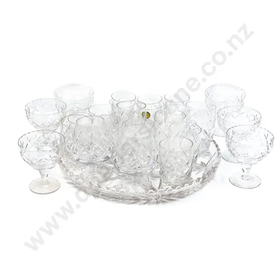 Assorted Crystal Glasses and Tray