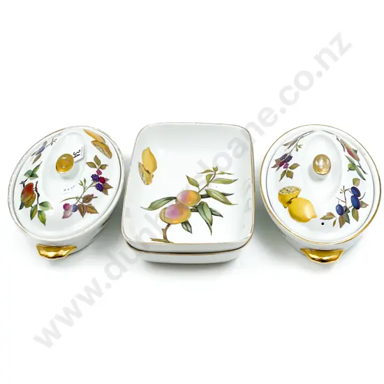 Two Royal Worcester Evesham Tureens and Two Oblong Dishes