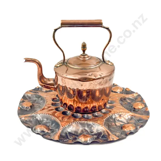 Victorian Copper Kettle and Wall Hanging